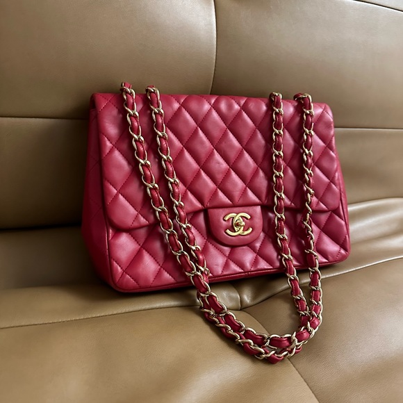SOLD - Chanel Classic Single Flap Jumbo Red - Picture 4 of 11